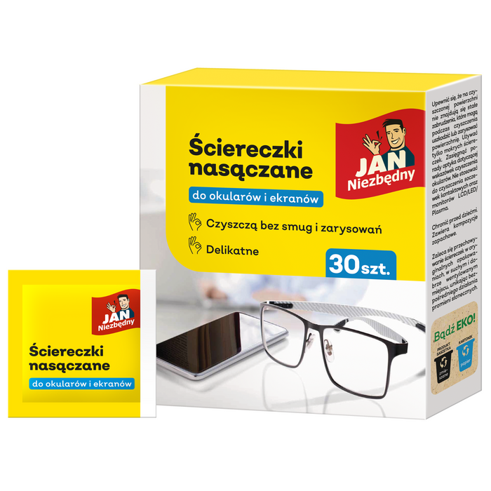 Jan Niezbędny ściereczki nasączone do okularów i ekranów 32 sztuki main product photo