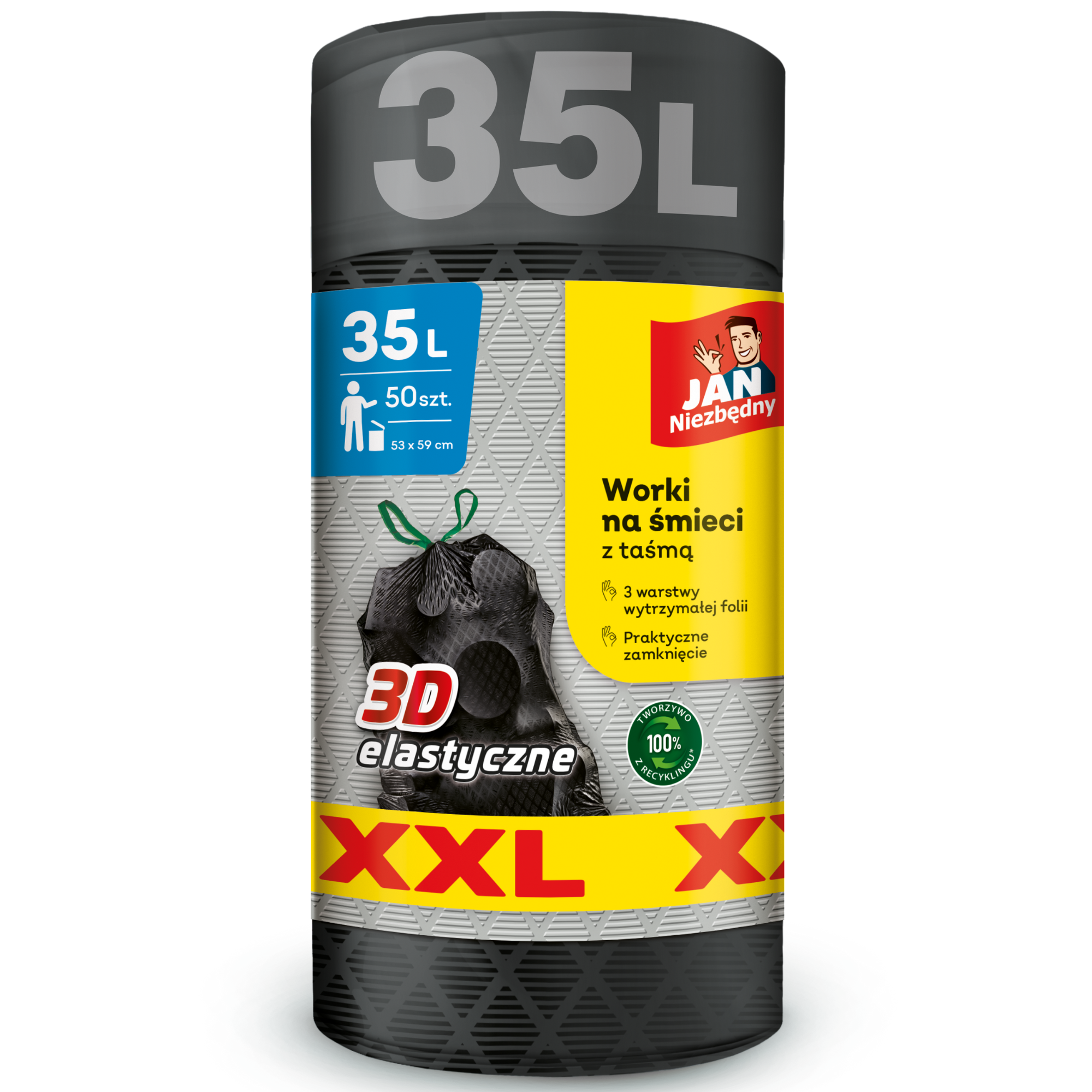 Jan Niezbędny worki na śmieci z taśmą 35L 50 sztuk