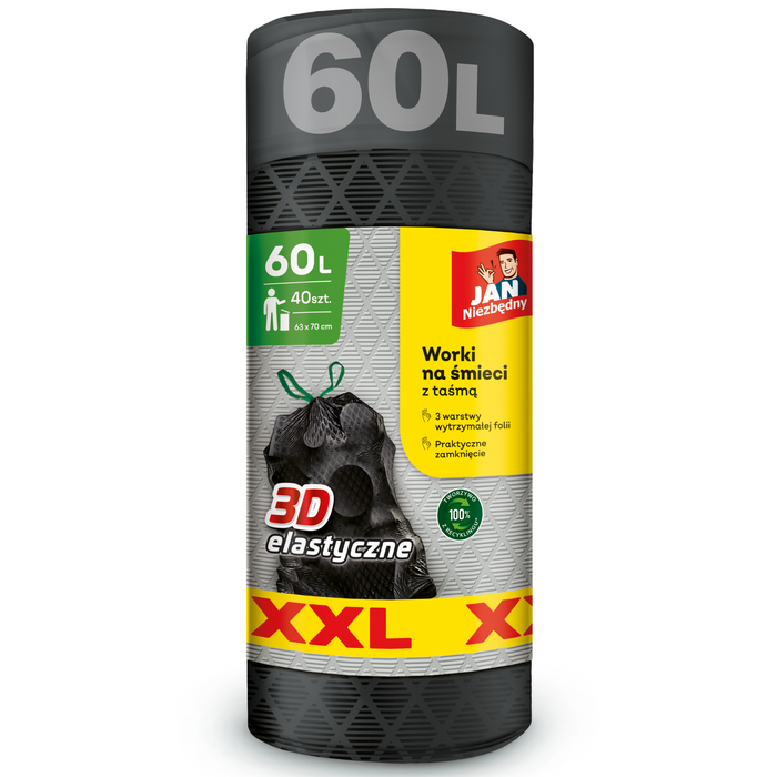 JAN NIEZBĘDNY worki na śmieci z taśmą 60l 40 szt. main product photo