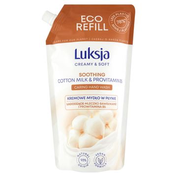 Luksja Creamy & Soft Kremowe mydło w płynie łagodzące mleczko bawełniane i prowitamina B5 900 ml