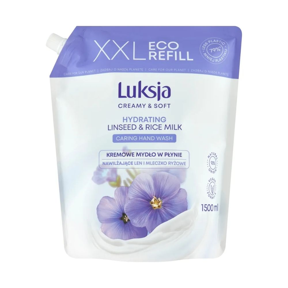 Luksja Linseed Zap mydło w płynie len i mleczko ryżowe zapas 1500 ml