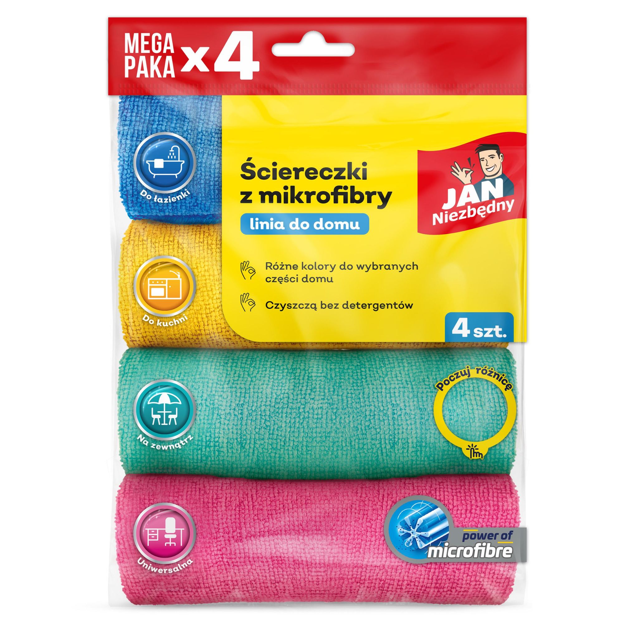 JAN NIEZBĘDNY ściereczki z mikrofibry 4 sztuki
