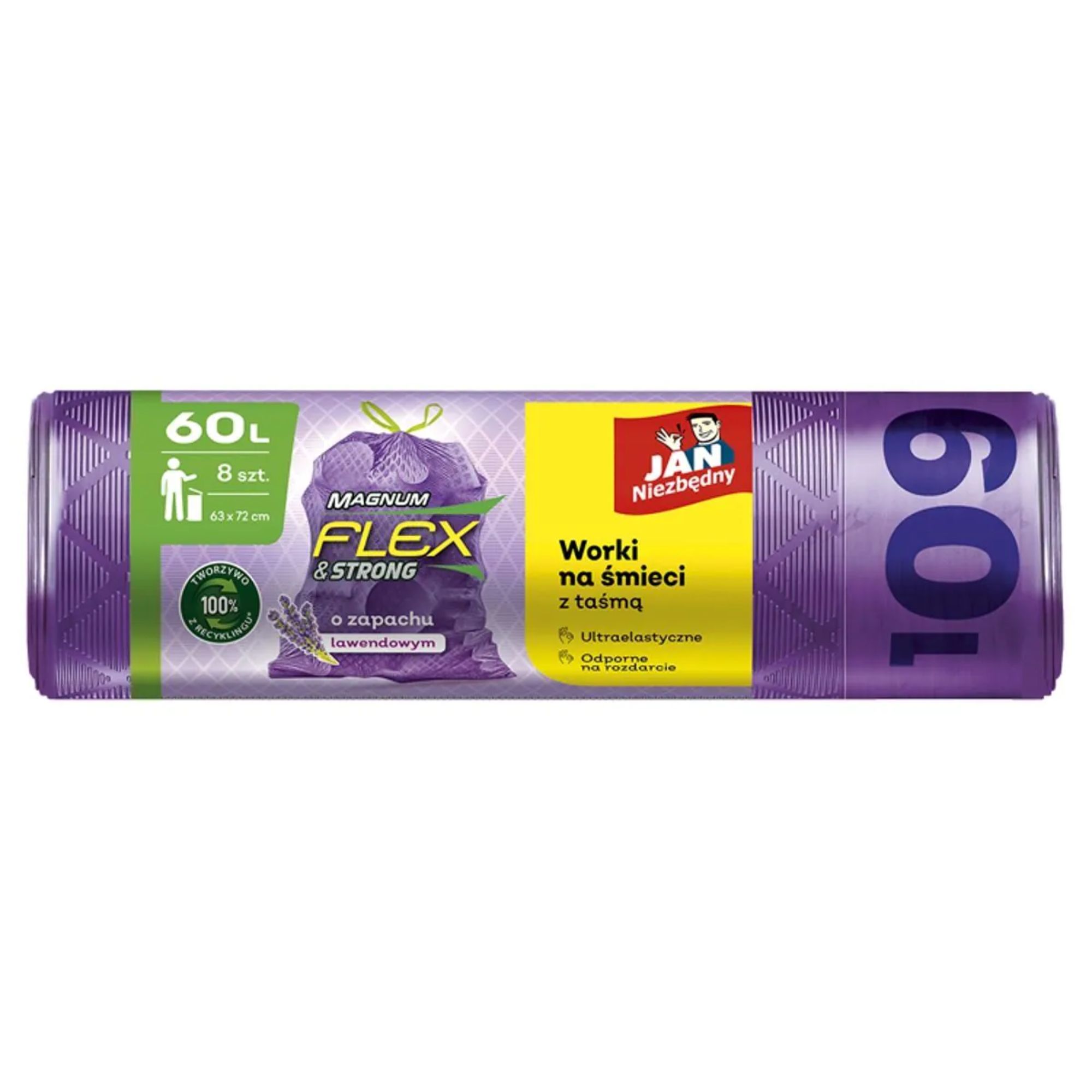 JAN NIEZBĘDNY Magnum Flex&Strong Lawenda worki na śmieci 60 L 8 sztuk