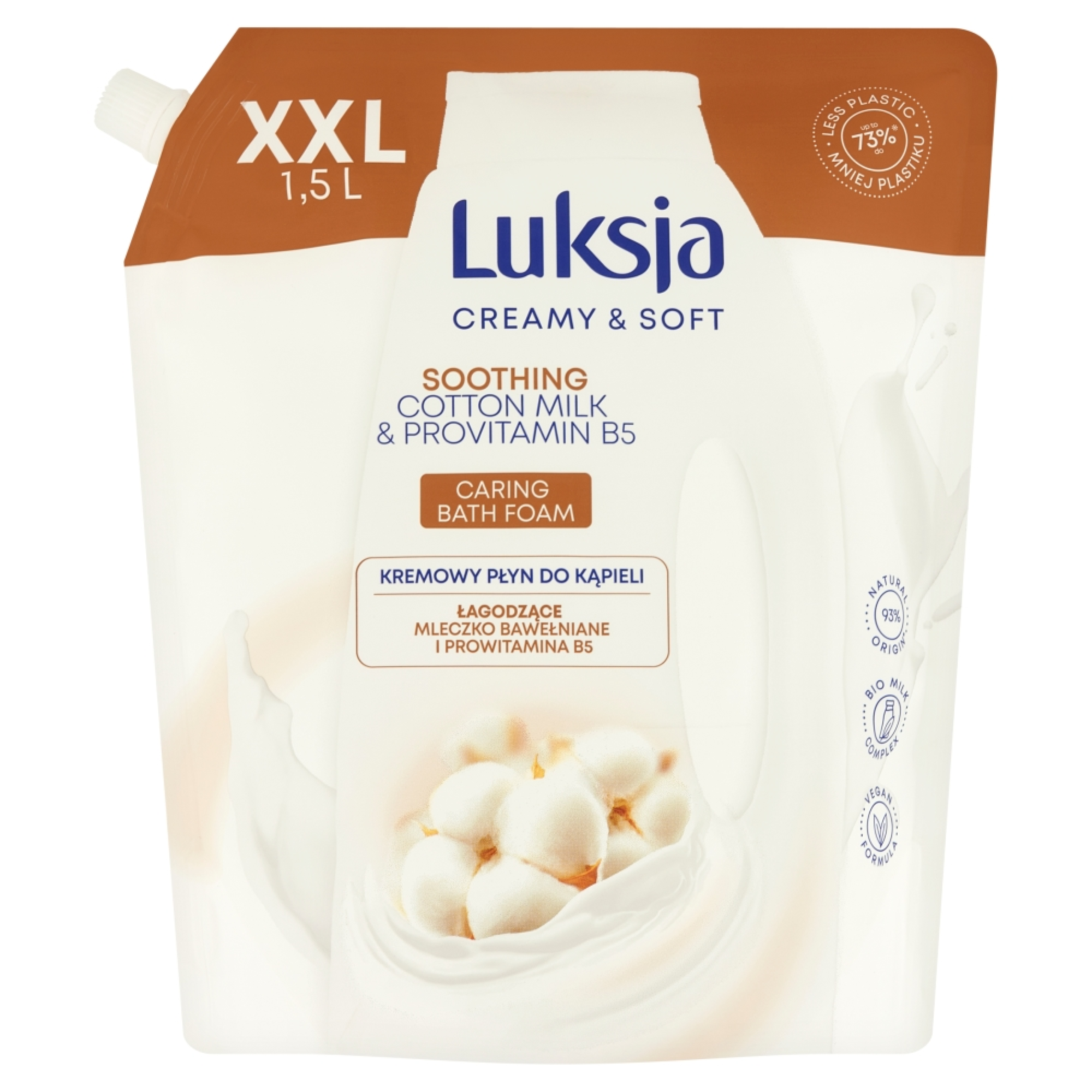 LUKSJA płyn do kąpieli mleczko bawełniane/prowitamina B5 1500 ml