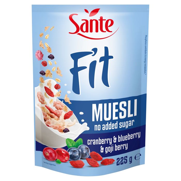 Sante Fit Musli bez dodatku cukru żurawina & borówka jagody goji 225 g main product photo