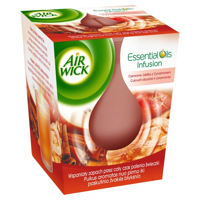 Air Wick Essential Oils Świeczka o zapachu czerwone jabłko z cynamonem 105 g main product photo