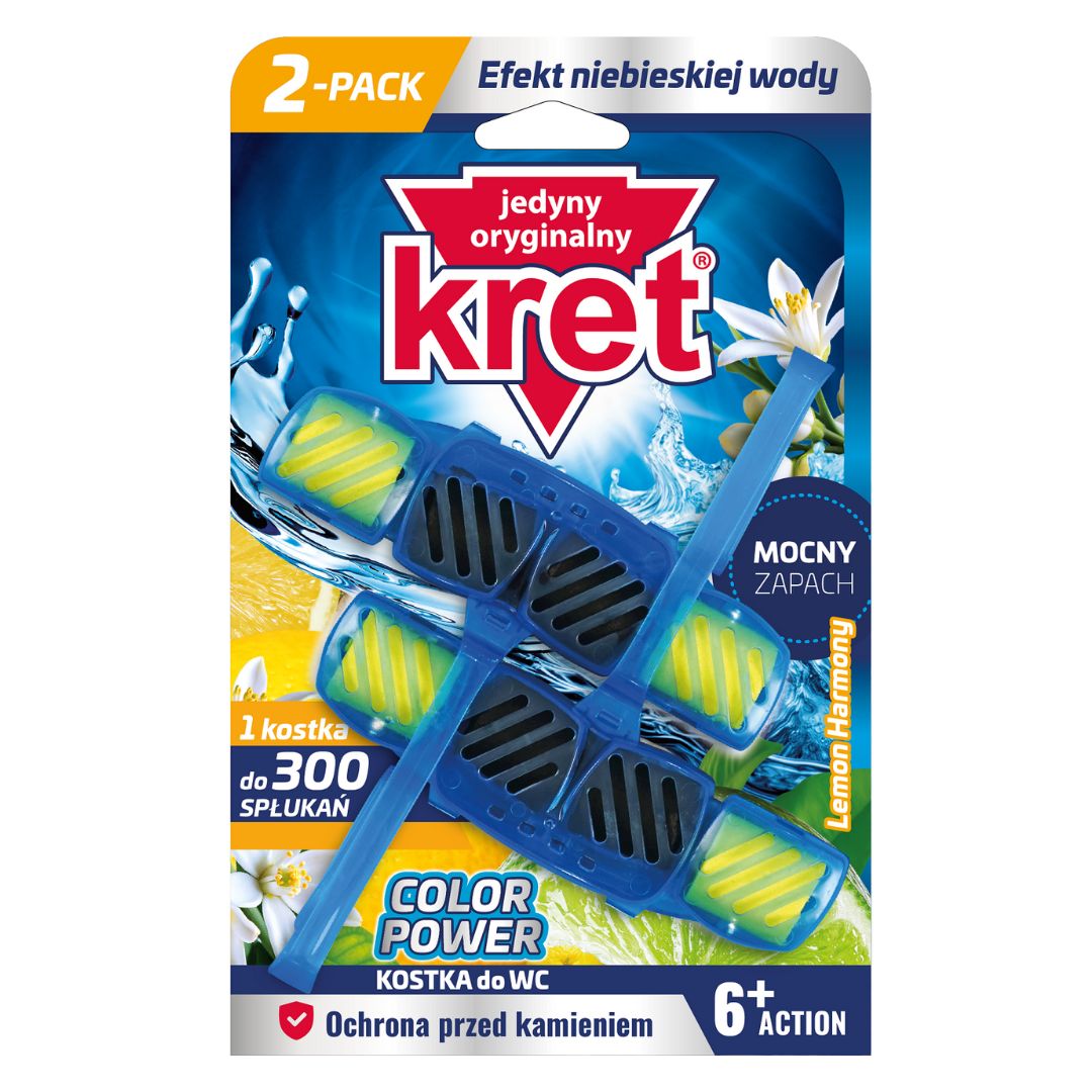 KRET Color Power Lemon Harmony kostka do WC 2 x 40 g
