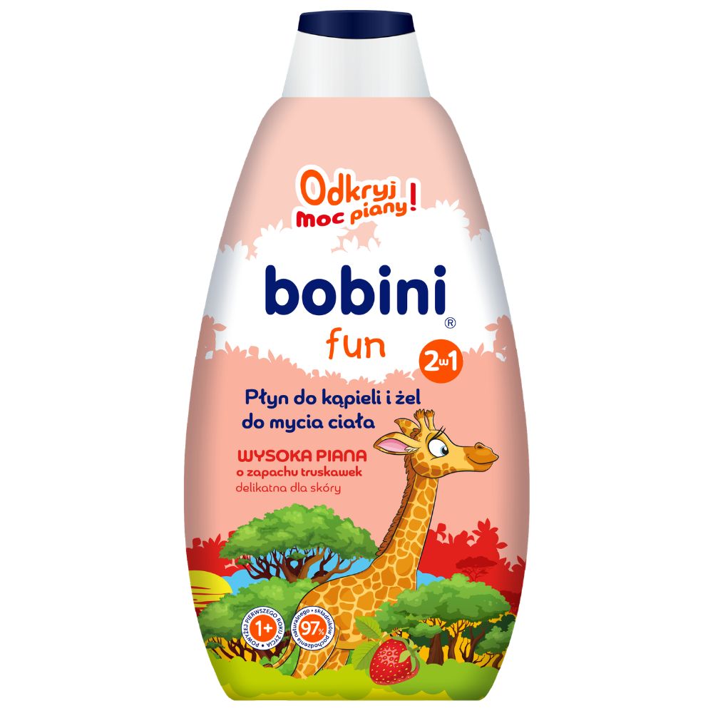 Bobini Fun Truskawka płyn do kąpieli i żel do mycia ciała 500 ml