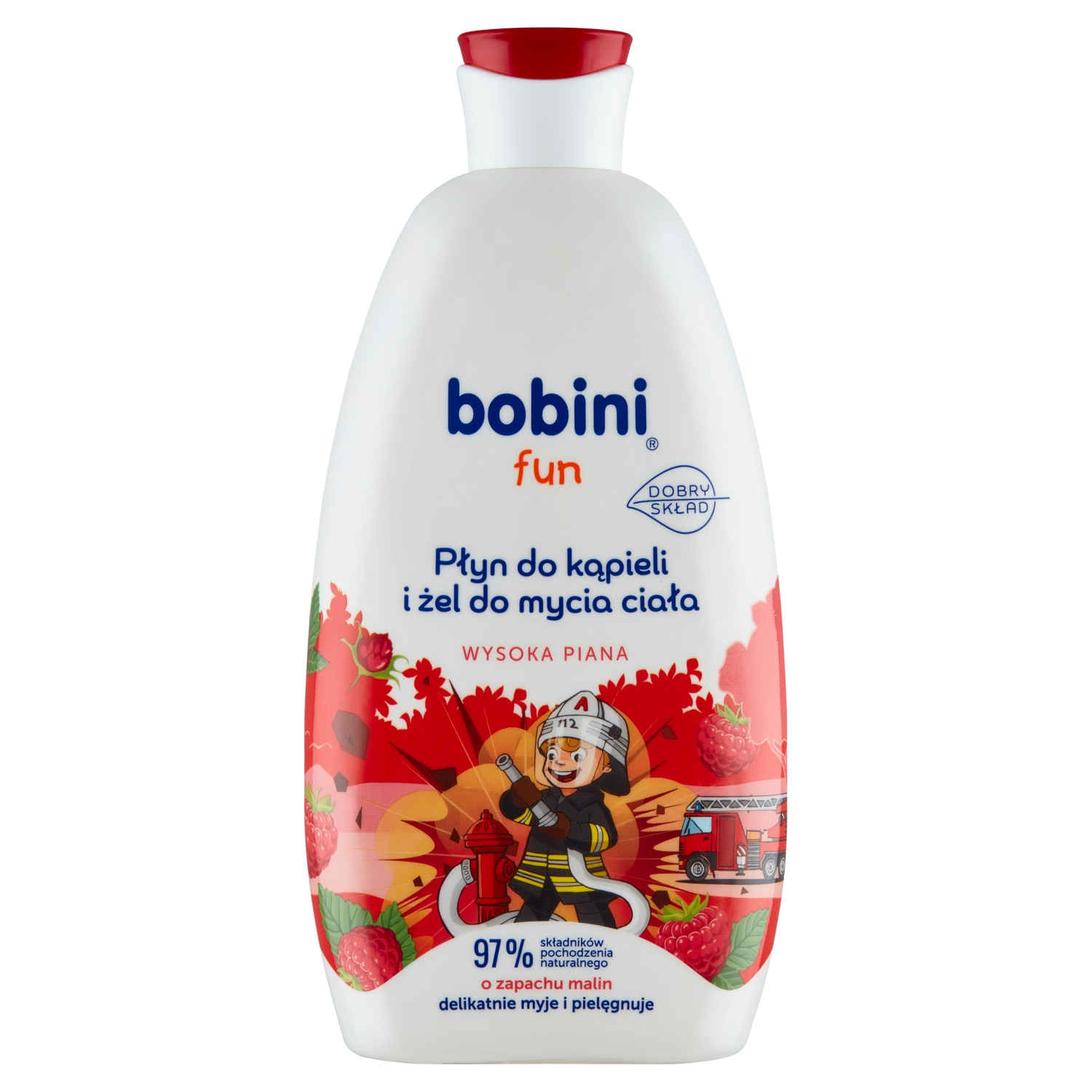 Bobini Fun Płyn do kąpieli i żel do mycia ciała o zapachu malin 500 ml
