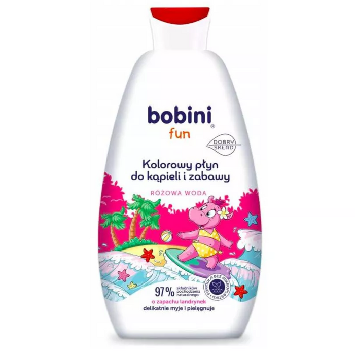 BOBINI FUN Kolorowy płyn do kąpieli i zabawy Różowa woda 500ml main product photo
