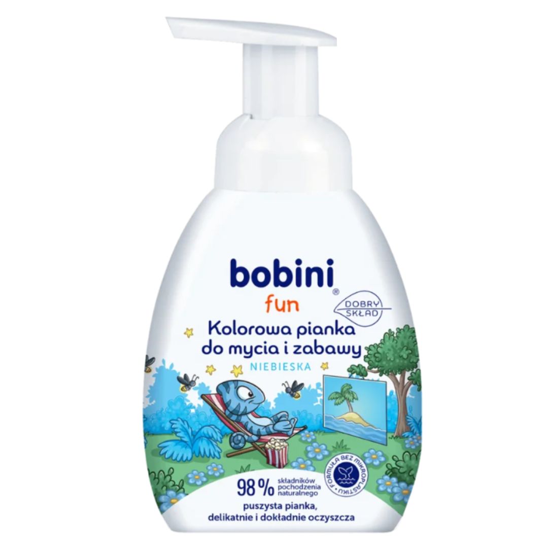 Bobini Fun kolorowa pianka do mycia i zabawy niebieska 300 ml