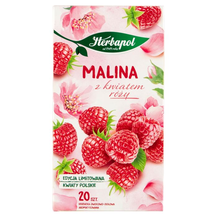 Herbapol Kwiaty Polskie Herbatka owocowo-ziołowa malina z kwiatem róży 46 g (20 x 2,3 g) main product photo