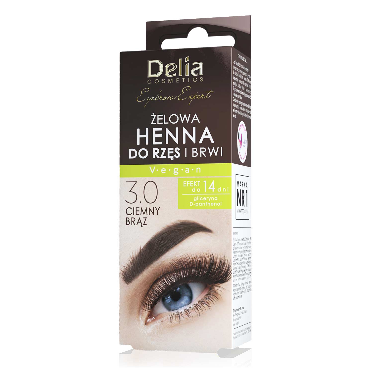 Delia Cosmetics Eyebrow Expert Żelowa henna do brwi i rzęs 3.0 ciemny brąz
