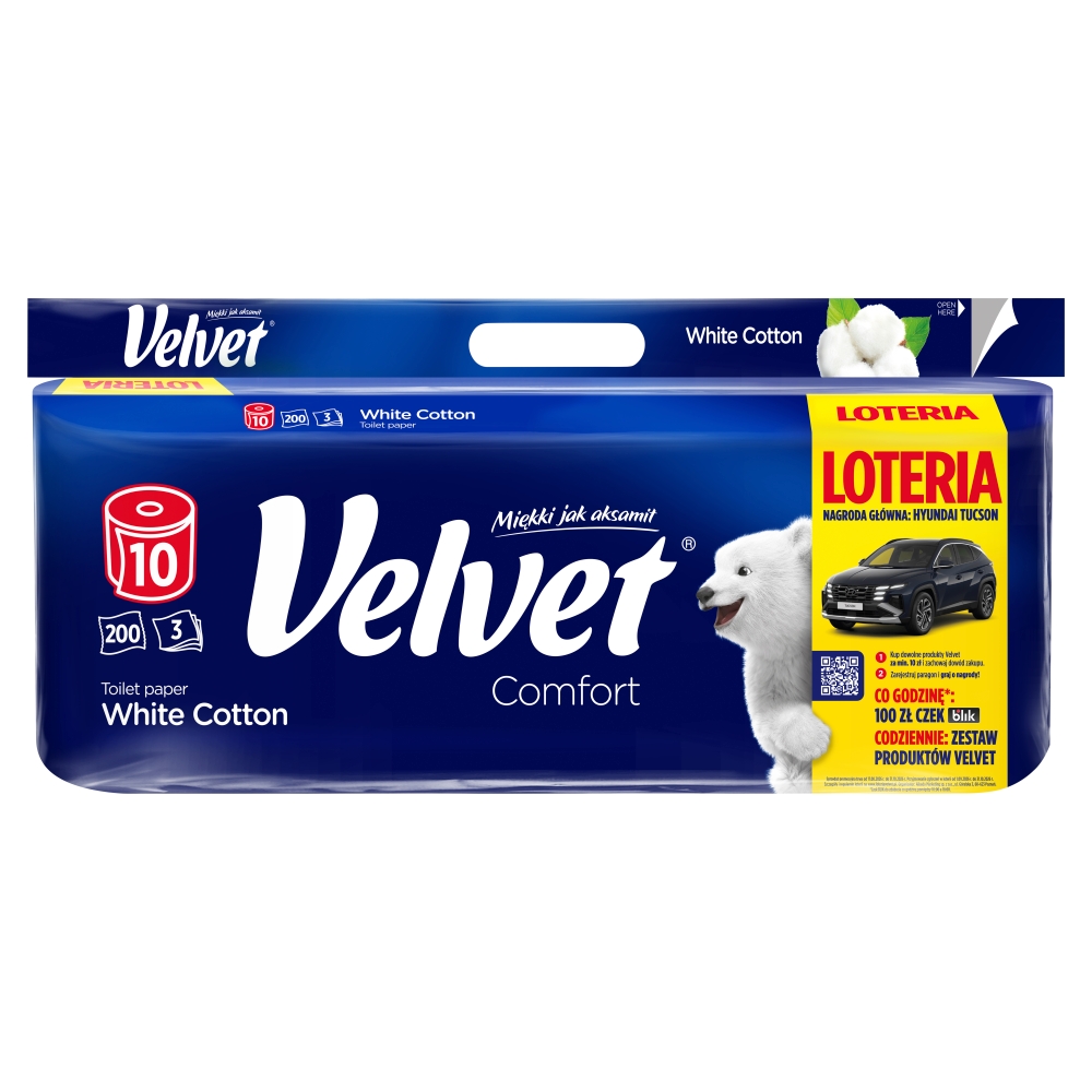 Velvet Comfort White Cotton papier toaletowy 10 sztuk