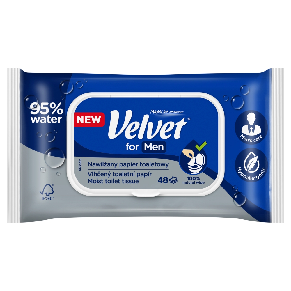 Velvet for Men nawilżany papier toaletowy 48 sztuk