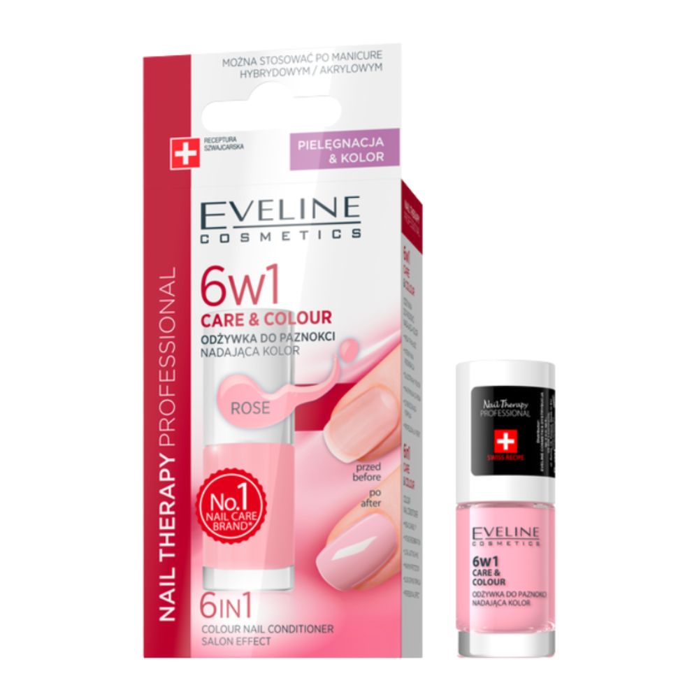 Eveline Odżywka do paznokci 6W1 Care&Colour Rose 5 ml