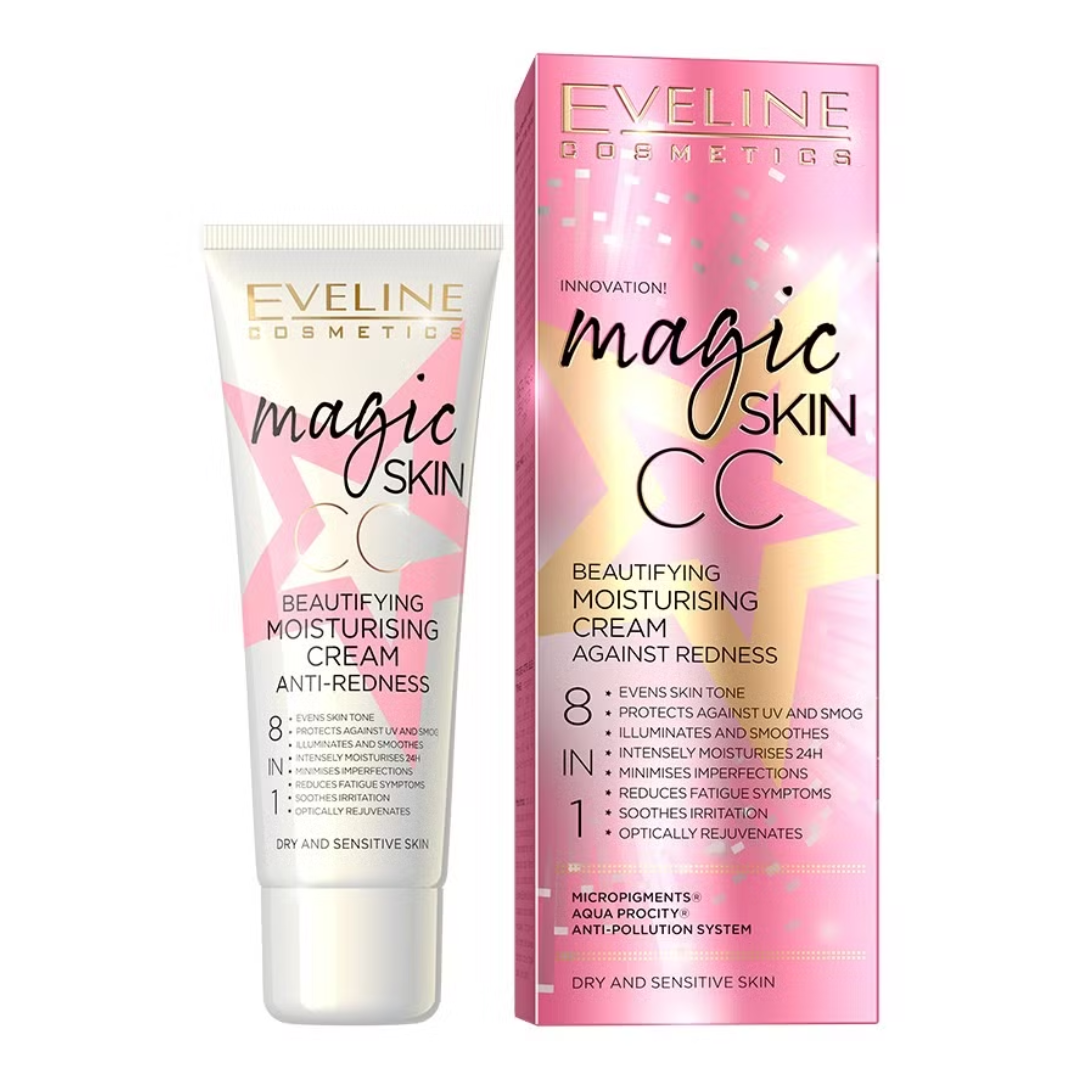 EVELINE Magic Skin CC upiększający krem nawilżający na zaczerwienienia 8w1