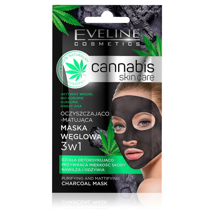 Cannabis Skin Care oczyszczająco-matująca maska węglowa 3w1 main product photo