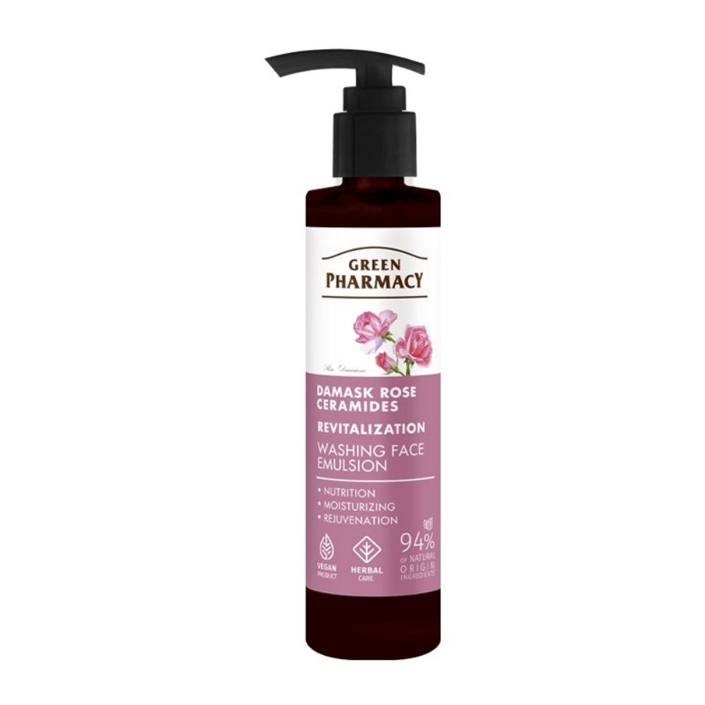 Green Pharmacy róża damasceńska + ceramidy emulsja do mycia twarzy 150 ml