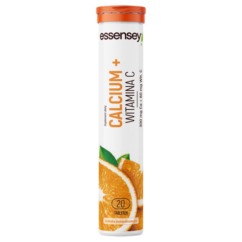 Essensey Calcium 300 MG + Witamina C 60 mg Pomarańcza 20 tabletek