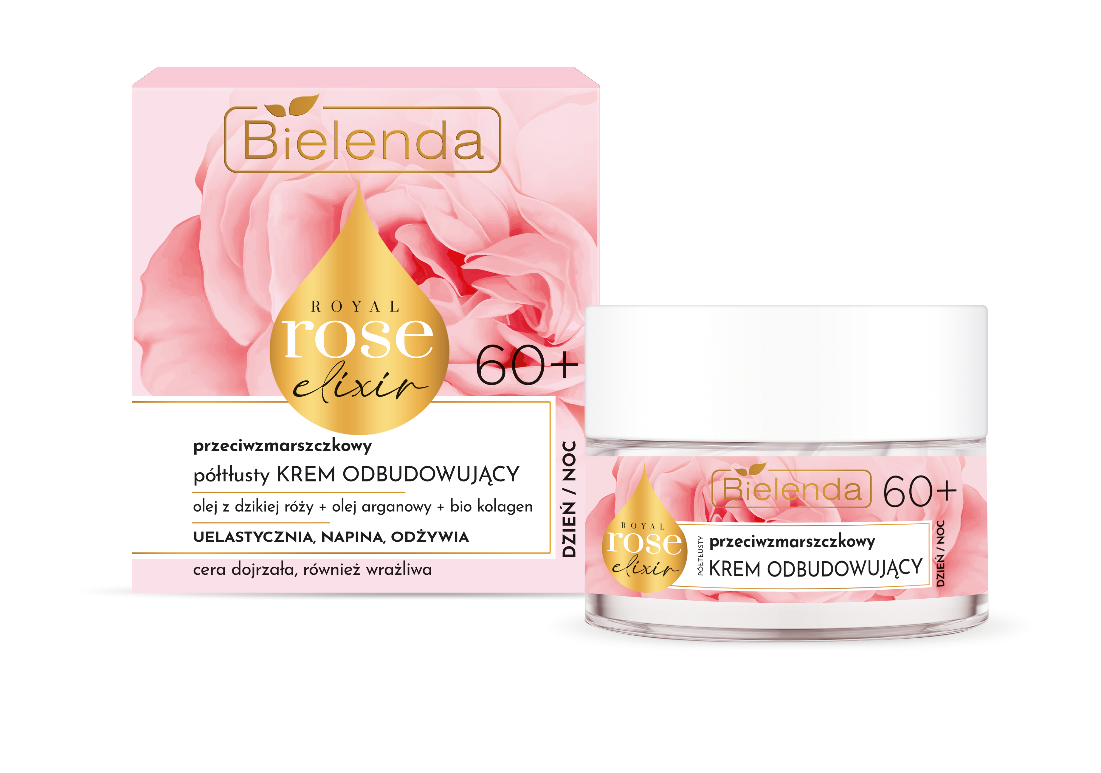 BIELENDA ROYAL ROSE ELIXIR Przeciwzmarszczkowy półtłusty krem odbudowujący 60+ dzień/noc 50 ml