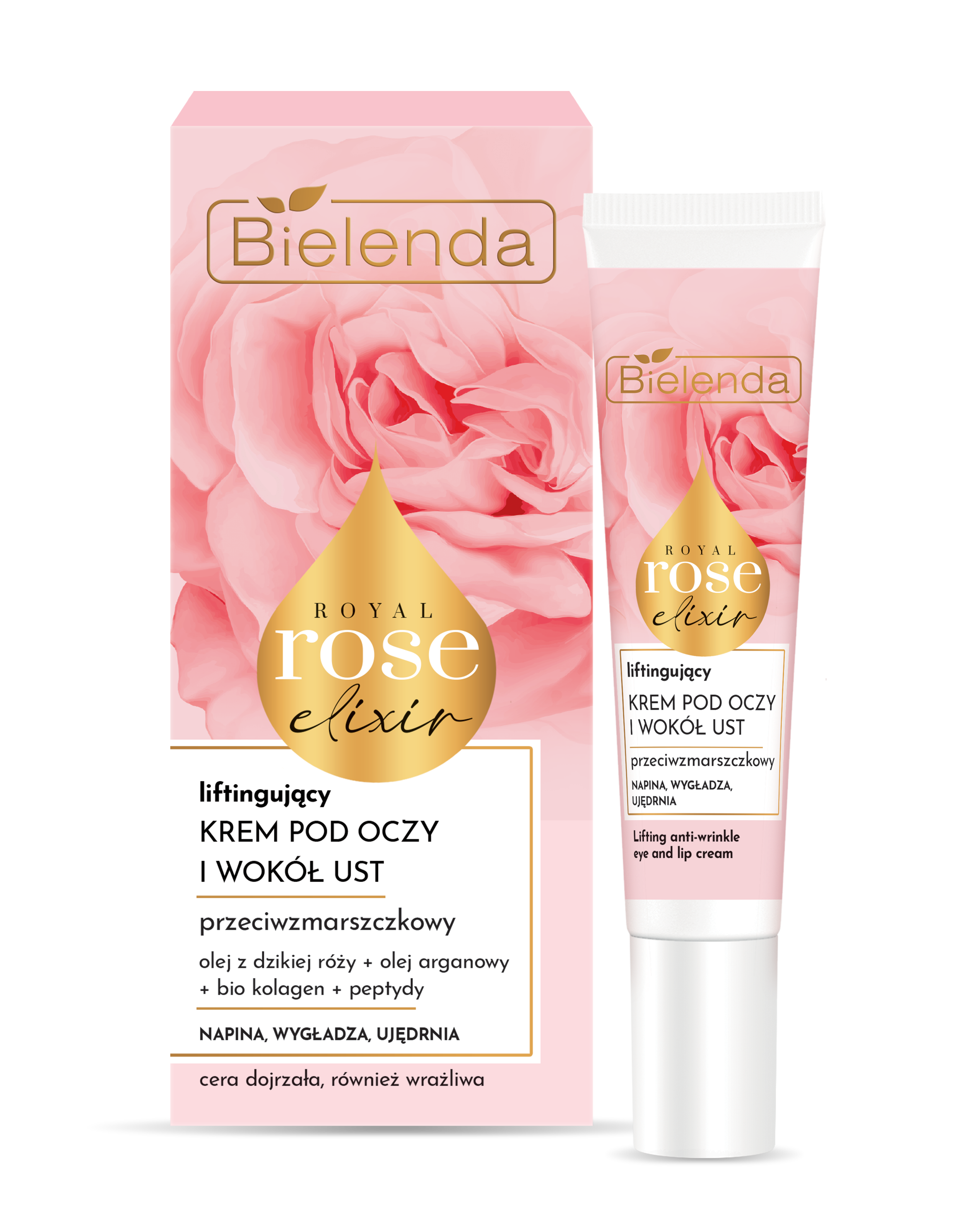 Bielenda Royal Rose Elixir krem przeciwzmarszczkowy, liftingujący, pod oczy i wokół ust15 ml