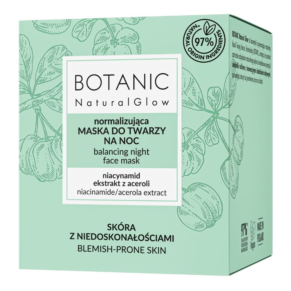 Botanic Natural Glow normalizująca maska do twarzy na noc 50 ml