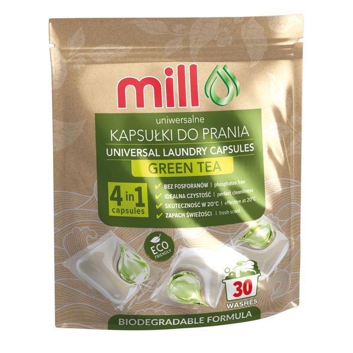 EcoMill kapsułki do prania uniwersalne Zielona Herbata 30 sztuk main product photo
