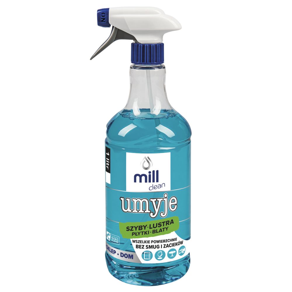 Mill Clean Niebieski Umyje szyby lustra 1000 ml