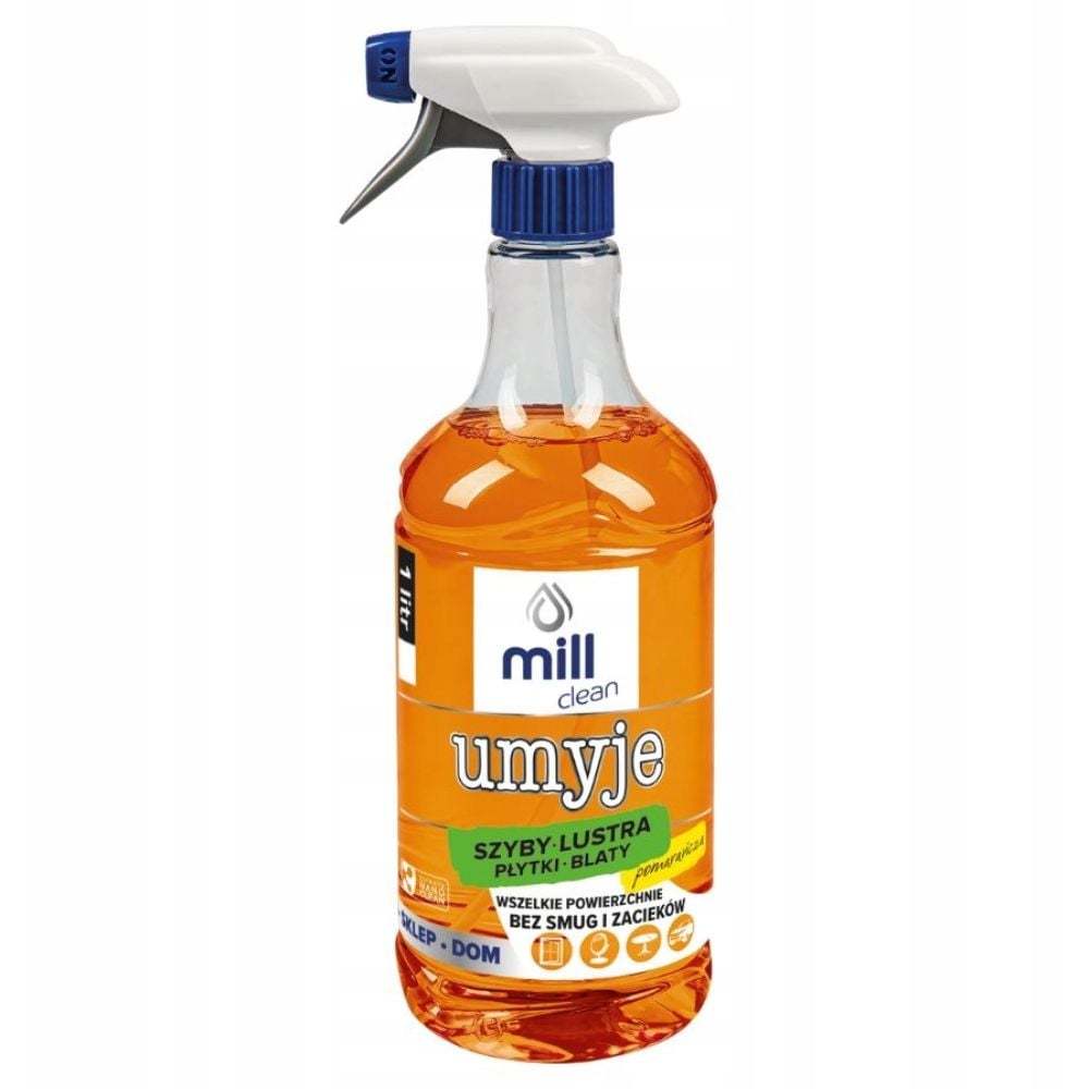 Mill Mill Clean Pomarańcza Umyje płyn do szyb, luster, płyt, blatów  1000 ml