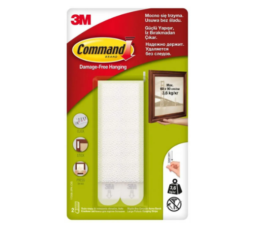 Command rzepy samoprzylepne białe do wieszania obrazów 2szt.