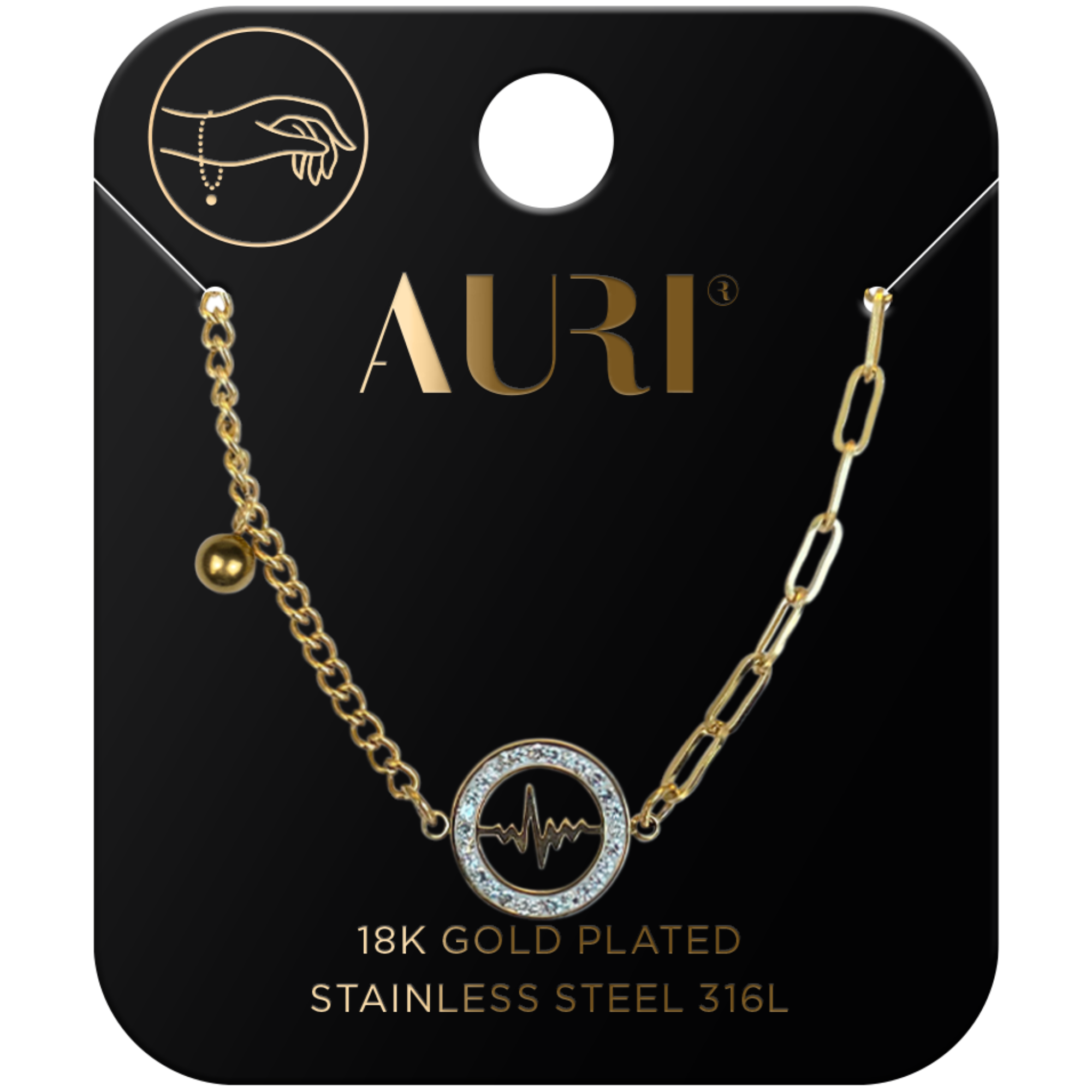 AURI BRANSOLET.LINIA ZYCIA KOŁKO/CYRKONI