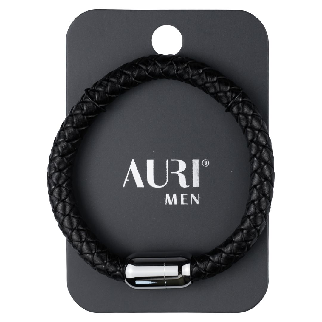 Auri Men bransoletka męska ze skóry Czarna