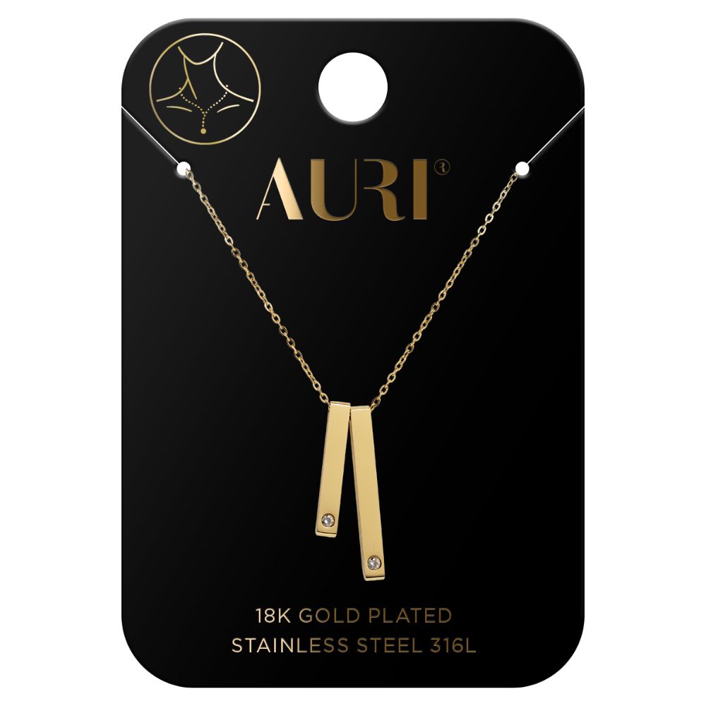 Auri naszyjnik dwa pręciki z cyrkoniami 1 sztuka