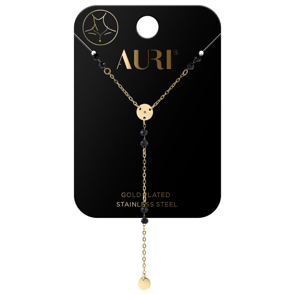 Auri naszyjnik krawatka z czarnymi kamieniami 1 sztuka