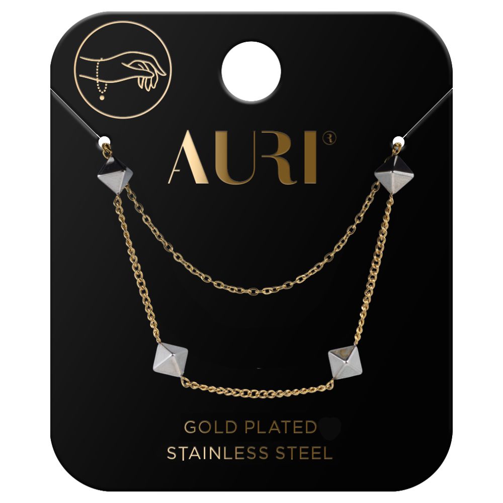 Auri bransoletka podwójna z geometrycznymi elementami 1 sztuka