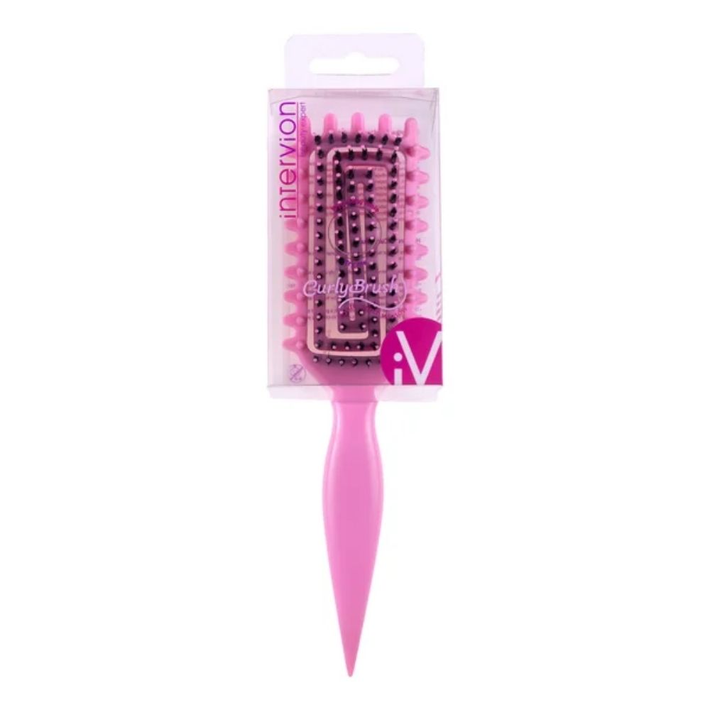 Intervion Curly Brush szczotka do włosów kręconych różowa 1 sztuka