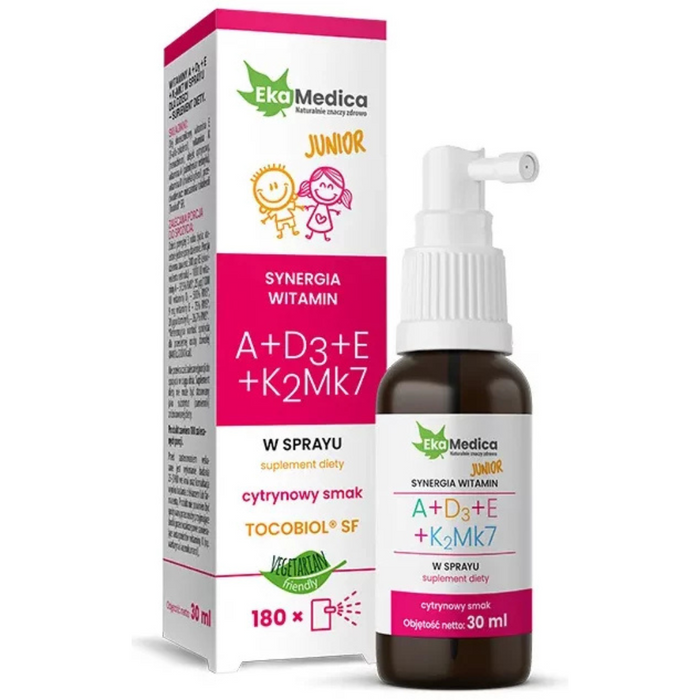 Witaminy Junior A+D3+E+K2MK7 suplement diety w sprayu 30 ml main product photo