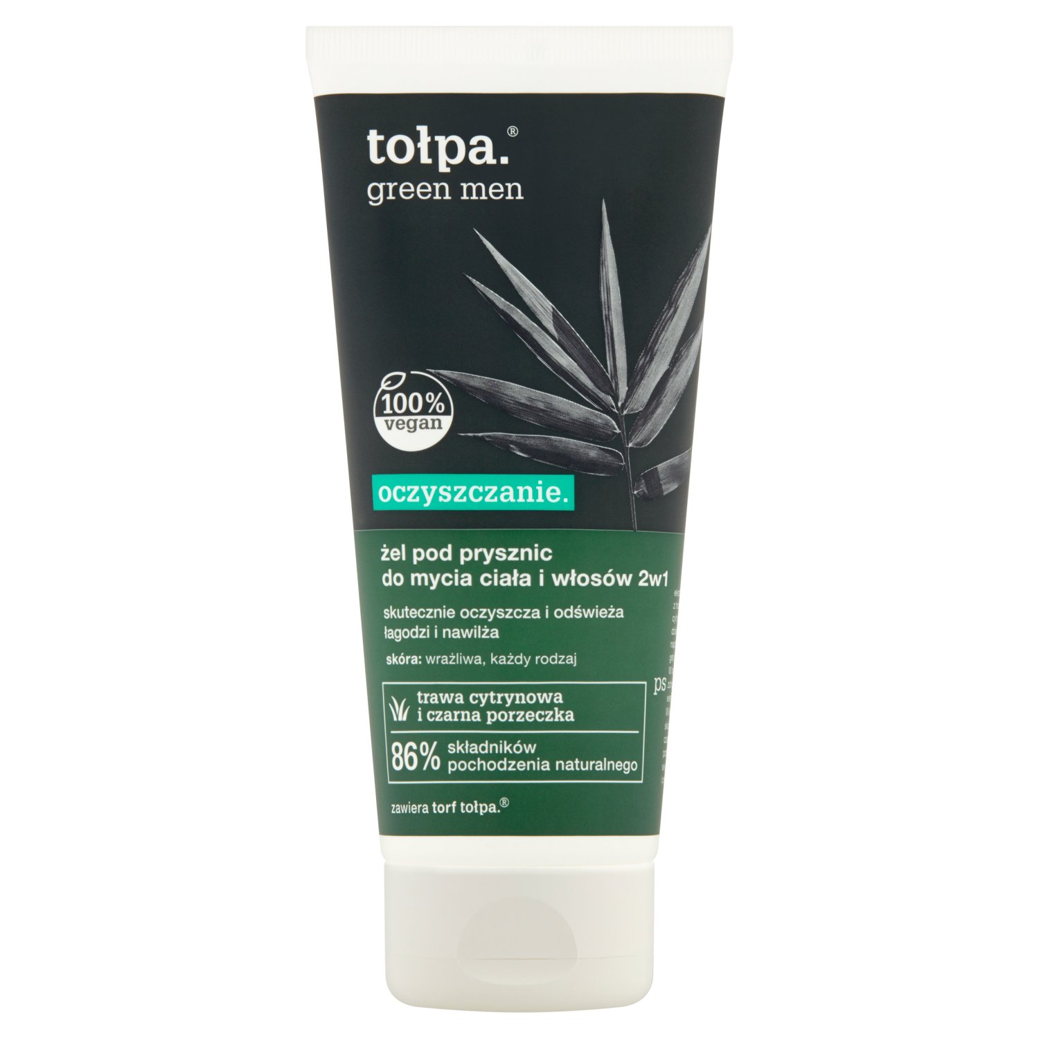 TOŁPA MEN Żel pod prysznic orzeźwiający do mycia ciała i włosów 2w1, Vegan, 200 ml
