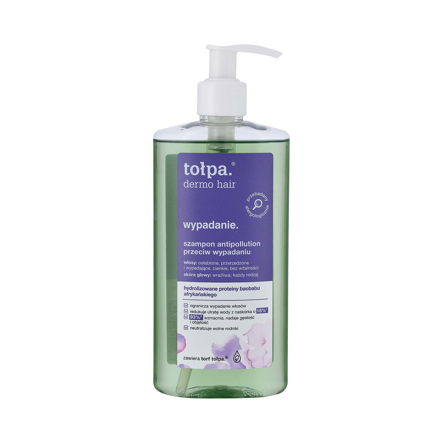 TOŁPA DERMO HAIR Szampon antipollution przeciw wypadaniu włosów, hydrolizowane proteiny baobabu, 250 ml