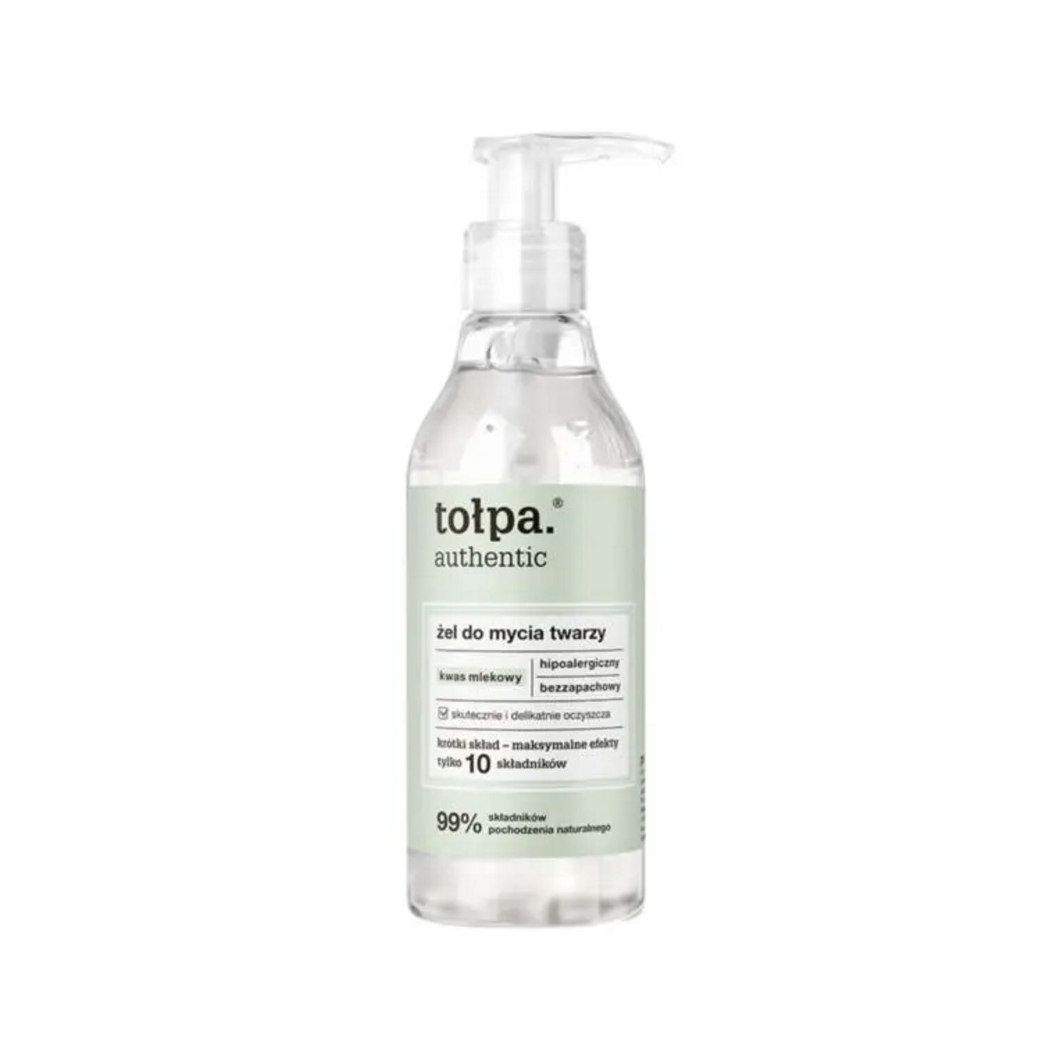 TOŁPA AUTHENTIC Hipoalergiczny żel do mycia twarzy, kwas mlekowy, 195 ml