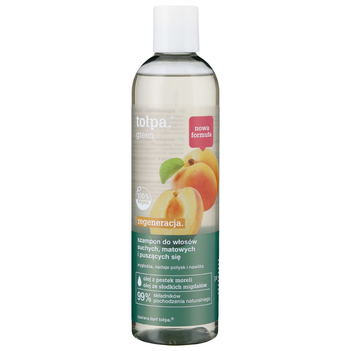 TOŁPA GREEN, Szampon  do włosów suchych, matowych, olej z pestek moreli i słodkich migdałów, Vegan 300 ML