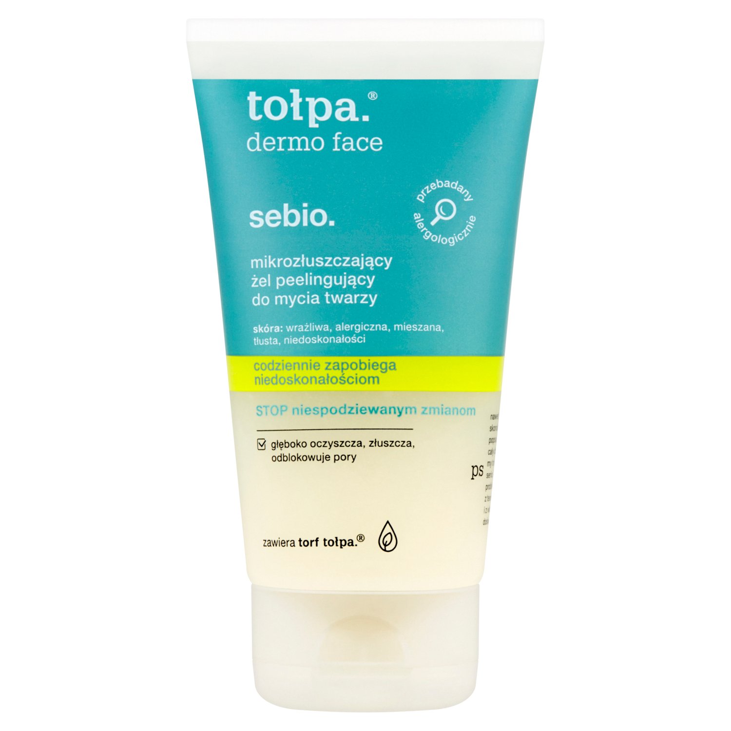 TOŁPA DERMO SEBIO Mikrozłuszczający krem peelingujący do mycia twarzy, do skóry alergicznej 150 ml
