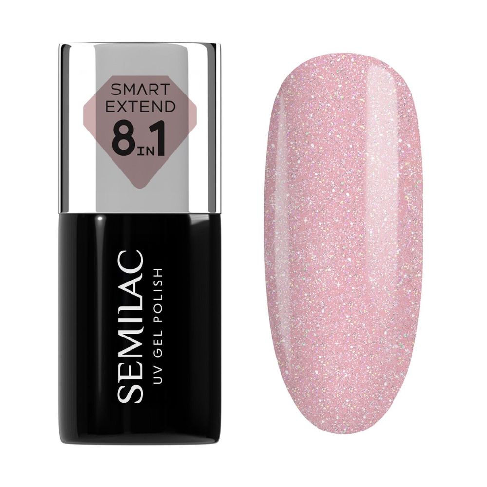 Semilac Lakier hybrydowy Smart Extend 805 Glitter Dirty Nude Rose 7 ml