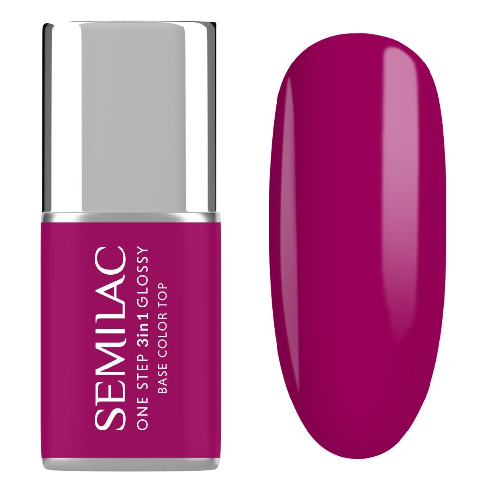  Semilac S595 Lakier Hybrydowy 3w1 One Step Glossy Bright Purple 7 ml