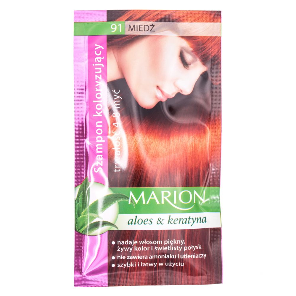 MARION Szamponetka szampon koloryzujący z aloesem i keratyną, nr 91 MIEDŹ, 40 ml