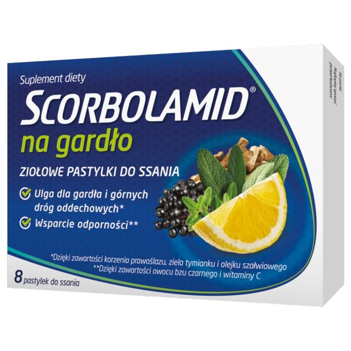 Scorbolamid na Gardło ziołowe pastylki do ssania 8 sztuk main product photo