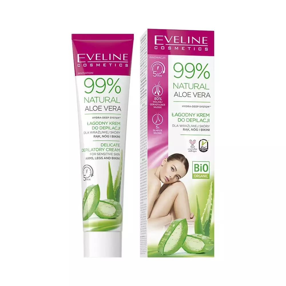 Eveline 99% Natural Aloe Vera Kemr do depilacji rąk, nóg 125 ml