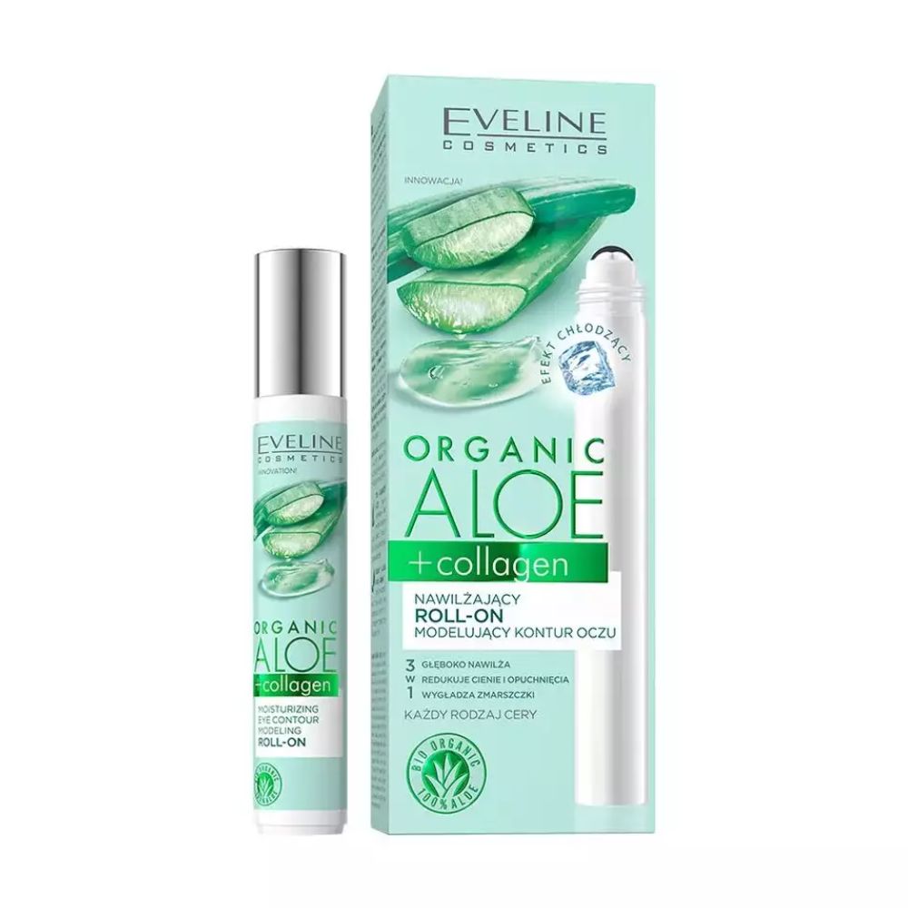 Eveline Organic Aloe Collagen Roll on nawilżający modelujący pod oczy 15 ml