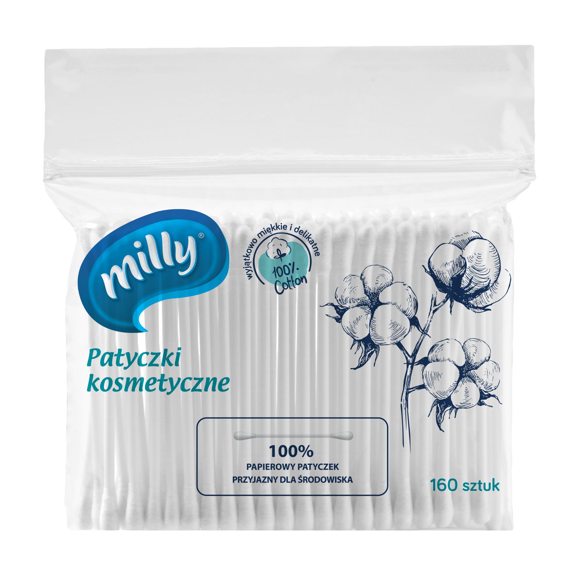 Milly Folia patyczki kosmetyczne 160 sztuk